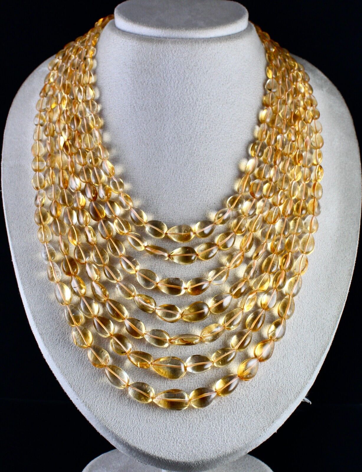 NATURAL YELLOW CITRINE BEADS TEARDROPS 7 L 1267 CARATS GEMSTONE FASHION NECKLACE