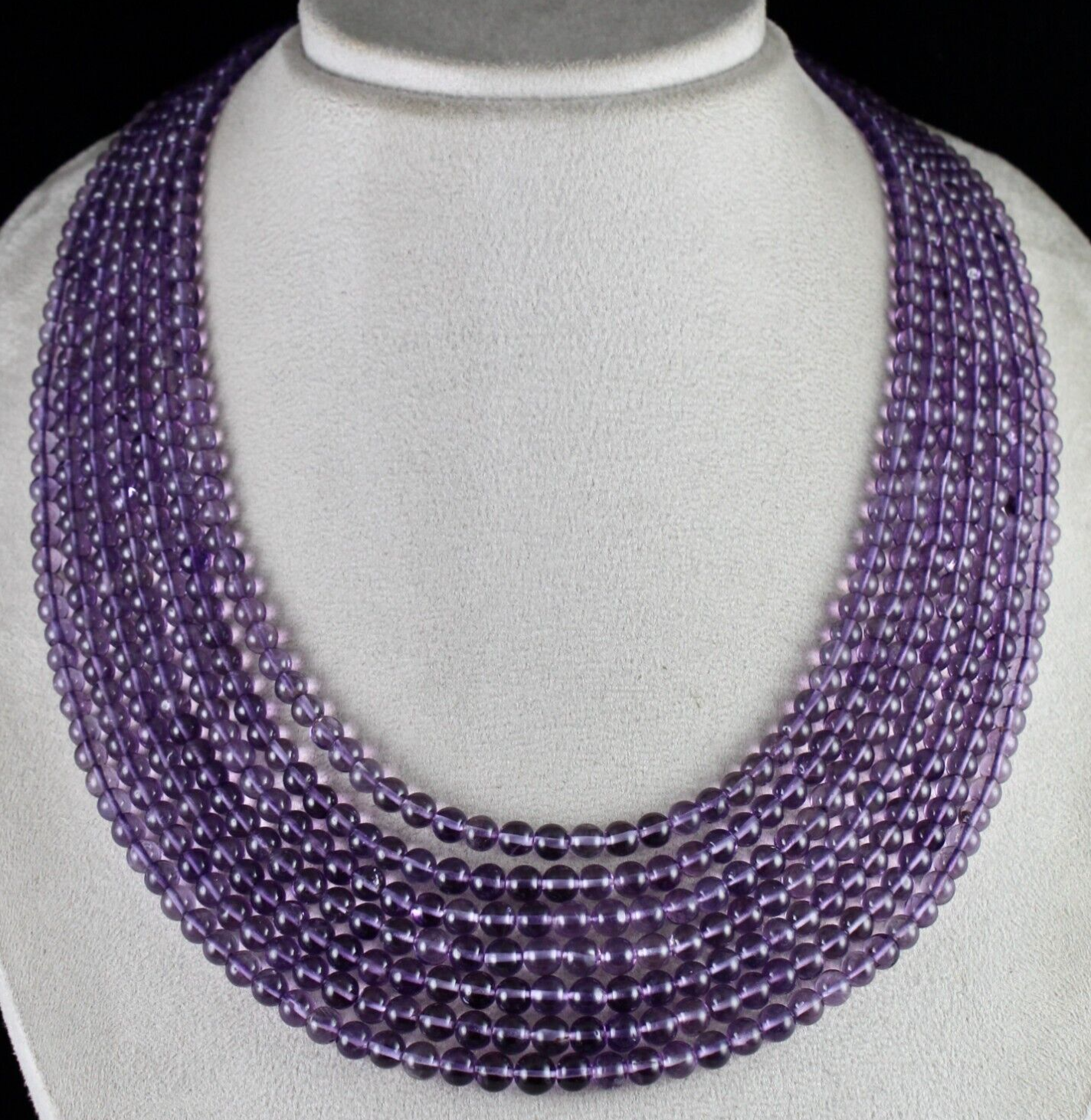 Natural Amethyst Beads Round 7 Line 804 Ct Purple Gemstone Fashion Necklace