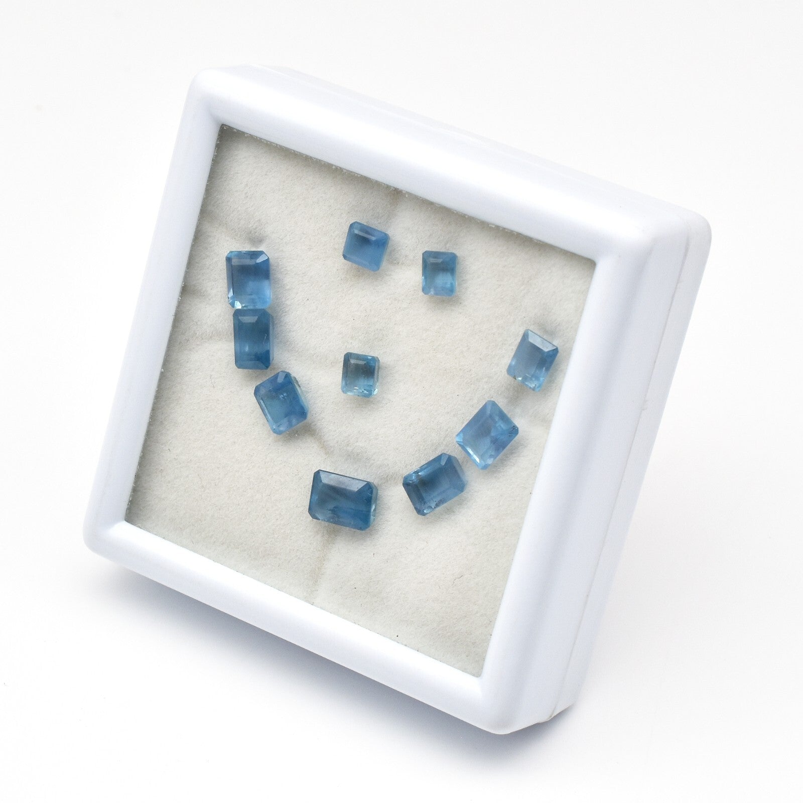 Certified Natural Blue Aquamarine Octagon Cut 10 Pc 10.04 Ct Loose Gemstone Set