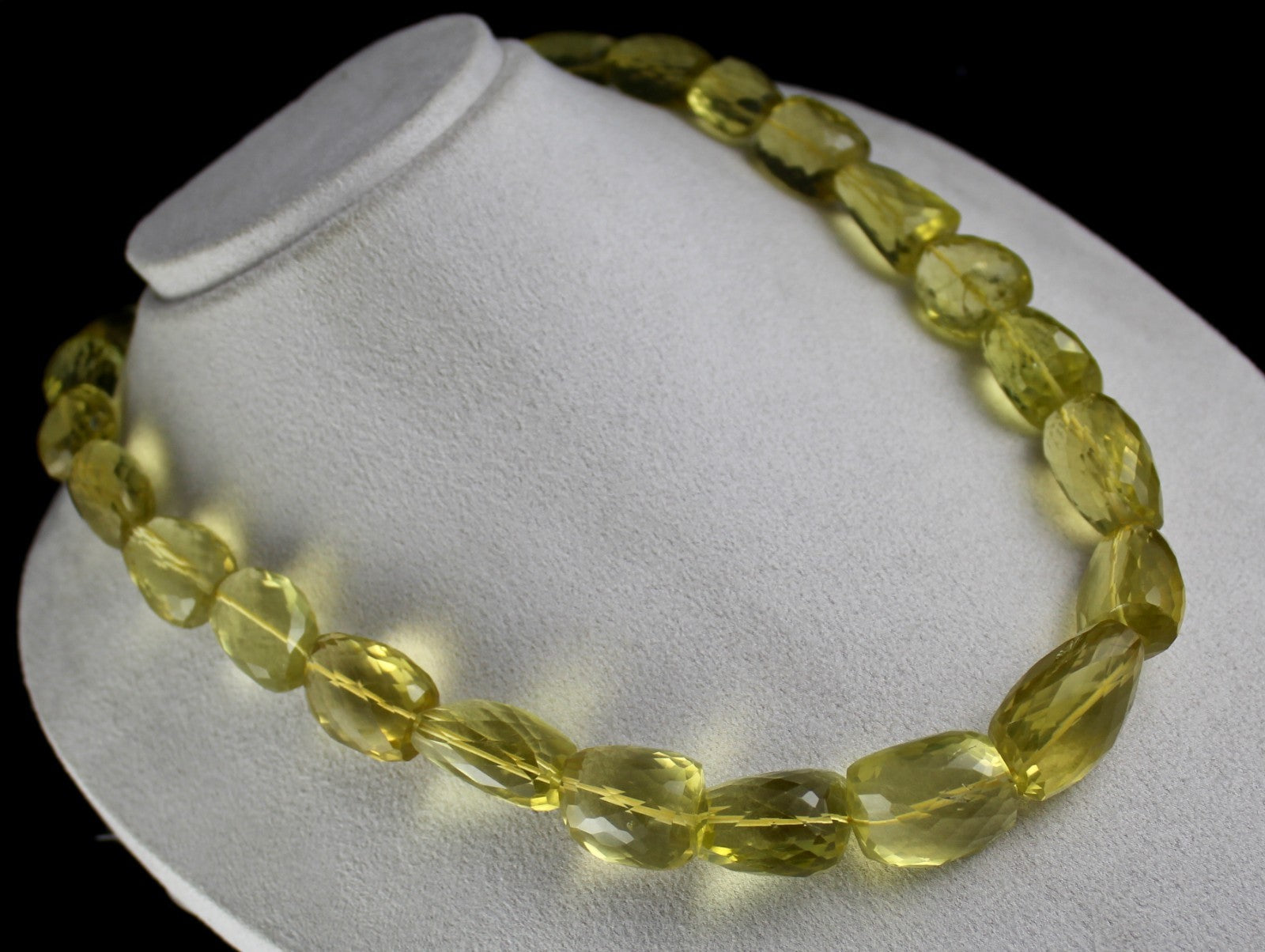 Certified Natural Lemon Quartz Beads 1354 Ct Faceted Sterling Silver Necklace
