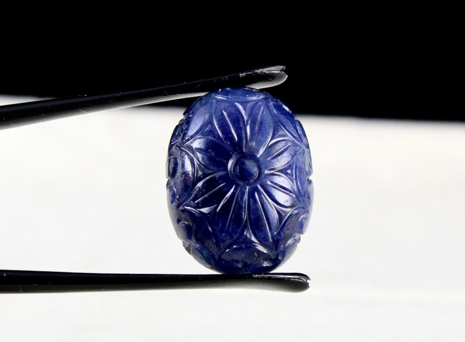 NATURAL UNHEAT BLUE SAPPHIRE CARVED OVAL 44.55CTS CABOCHON GEMSTONE RING PENDANT