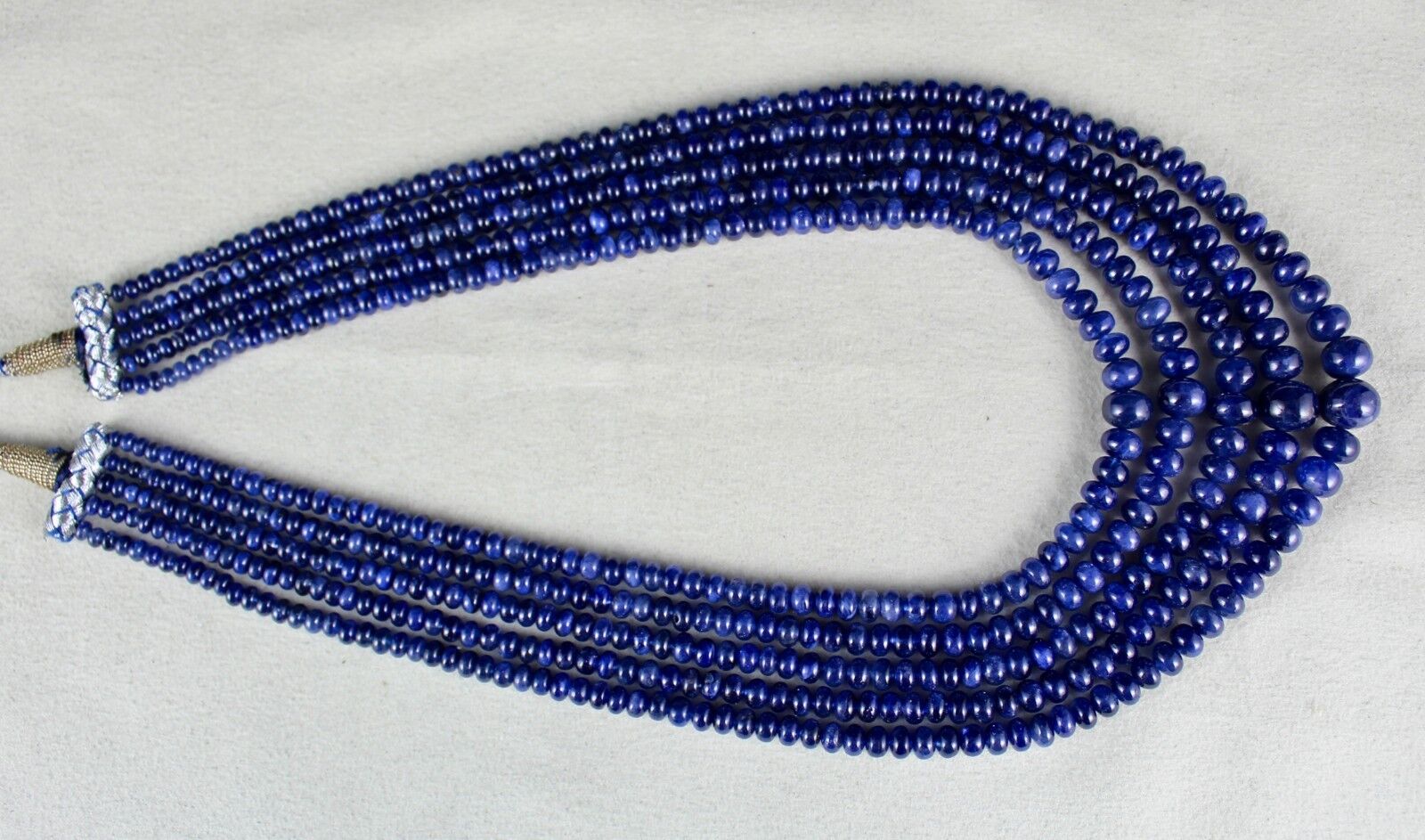 BURMESE BLUE SAPPHIRE BEADS ROUND 5 LINE 614 CTS GEMSTONE COLLECTORS NECKLACE