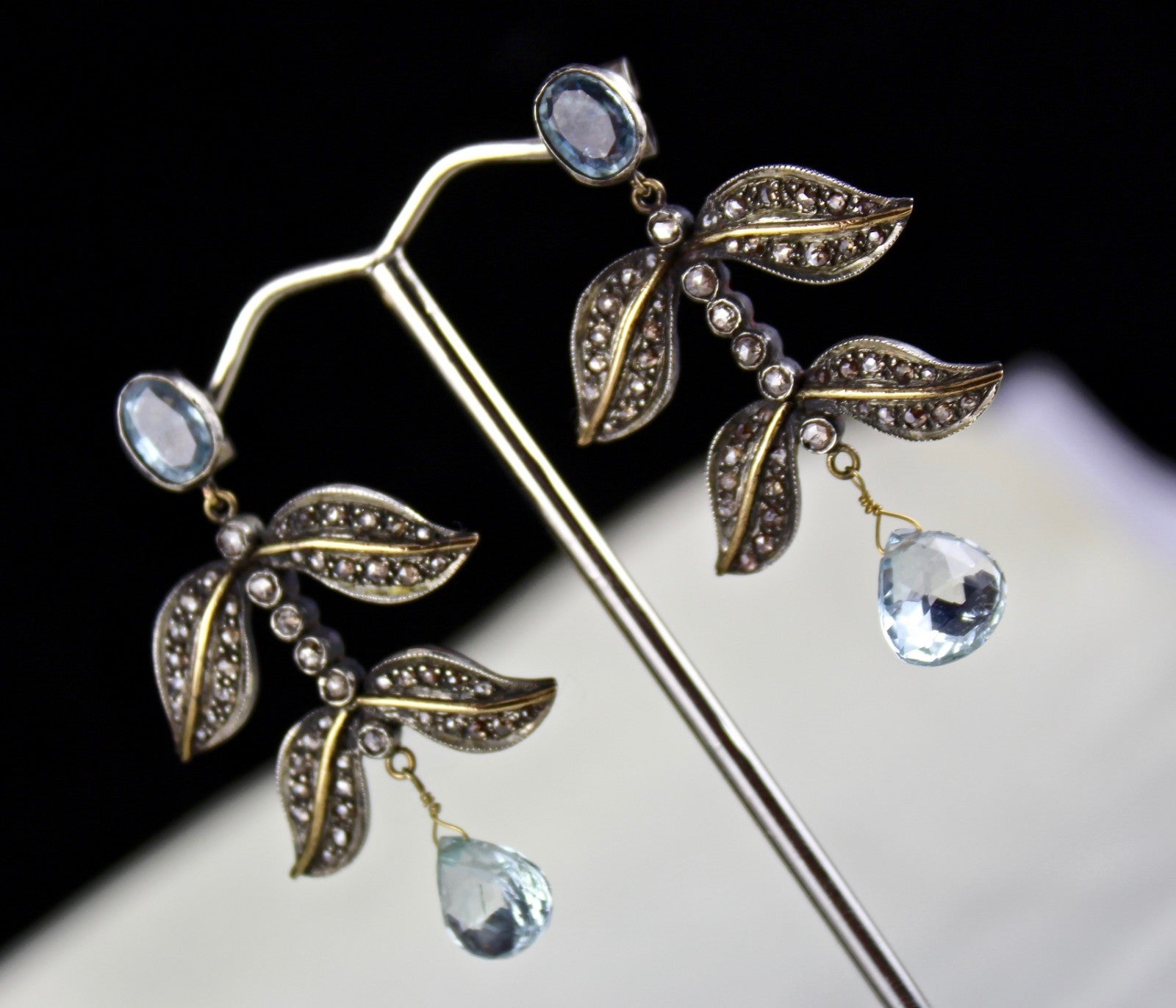 Certified Natural Blue Aquamarine 64ct Natural Diamond Sterling Silver Earrings