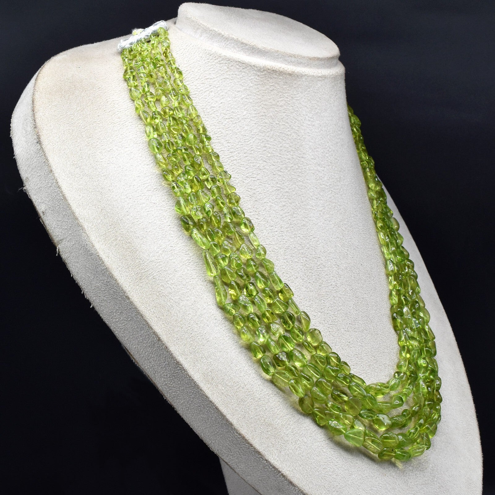 Certified Natural Peridot Necklace 643 Ct Beads Tumble Gemstone Gift For Women