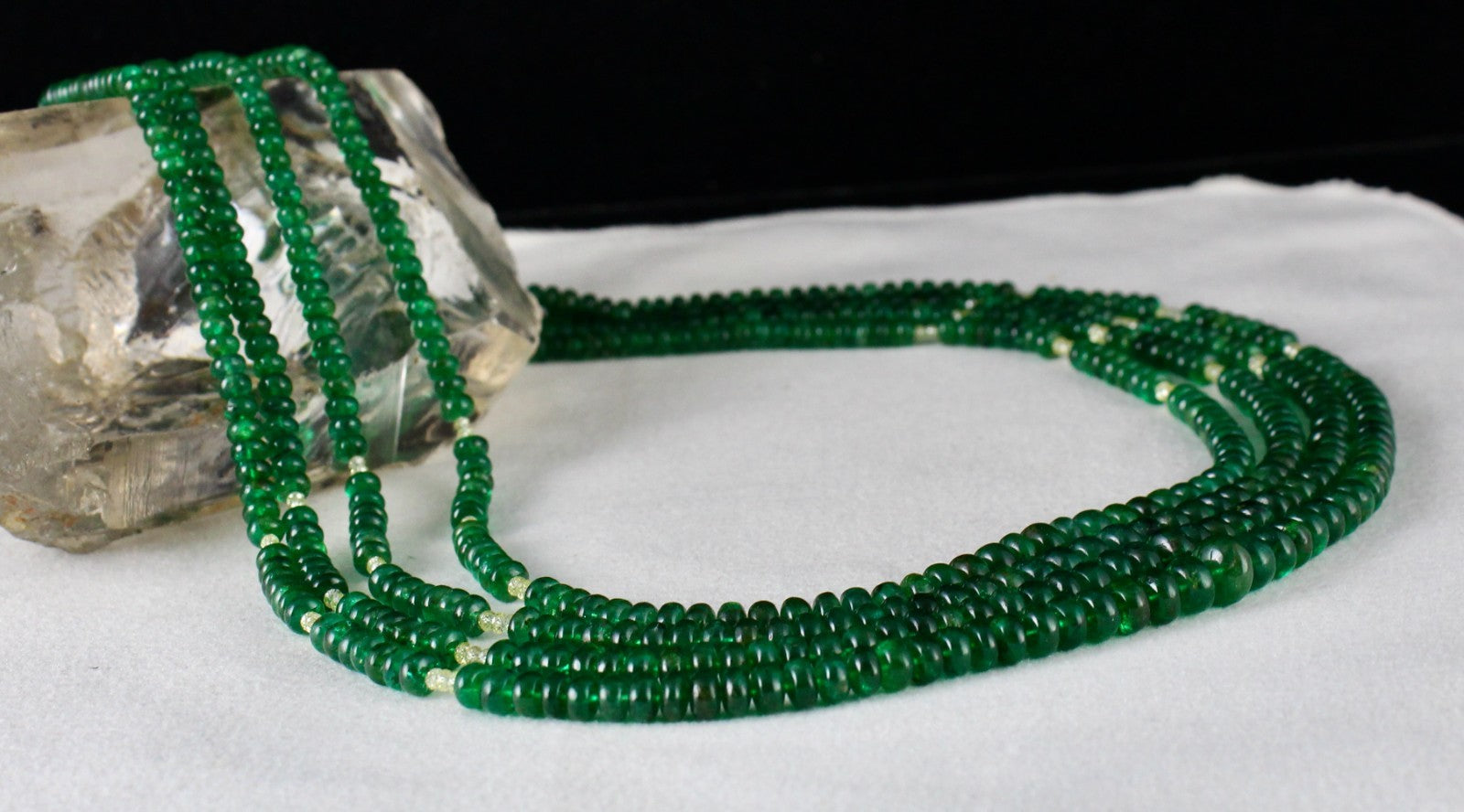 Certified Natural Emerald Diamond Beads Important Necklace 375 Ct Fine Gemstone