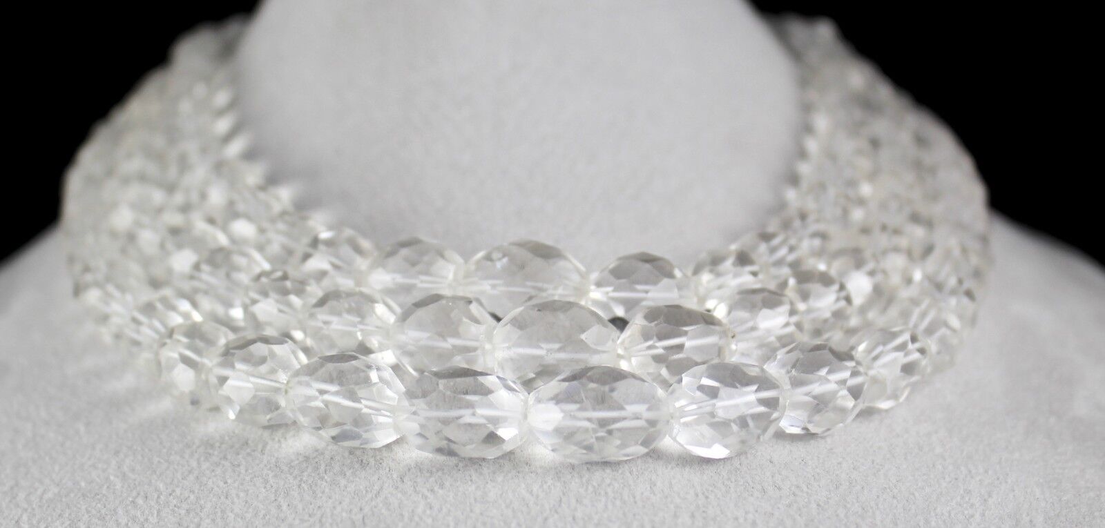 Natural White Rock Crystal Quartz Beads Faceted 3 L 1311 Ct Gemstone Necklace