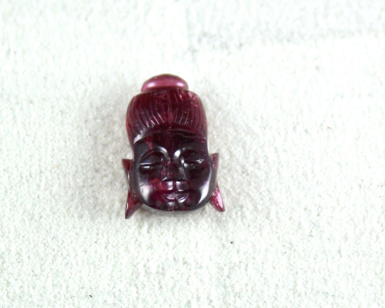 NATURAL PINK TOURMALINE RUBELLITE CARVED 13.80 CTS BUDDHA GEMSTONE PENDANT RING