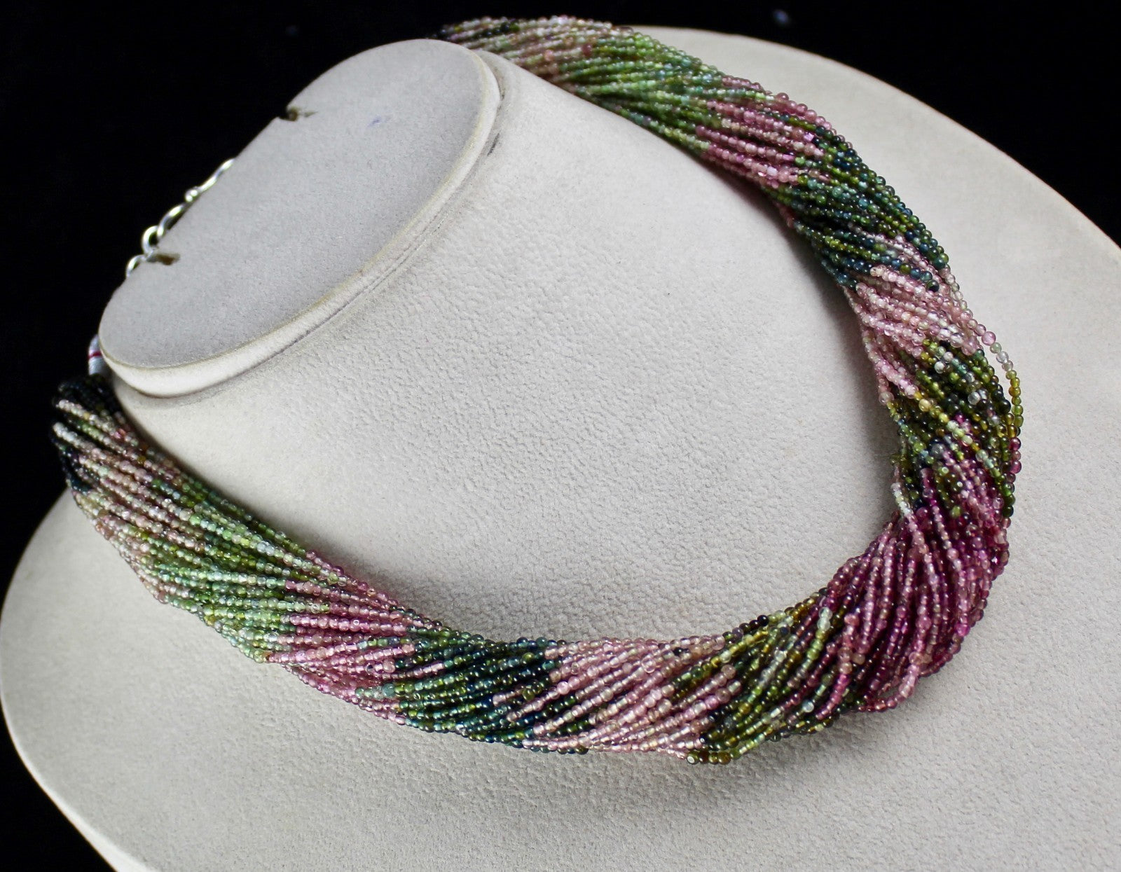 Certified Multi Color Natural Tourmaline 580ct Bunch Sterling Silver Necklace