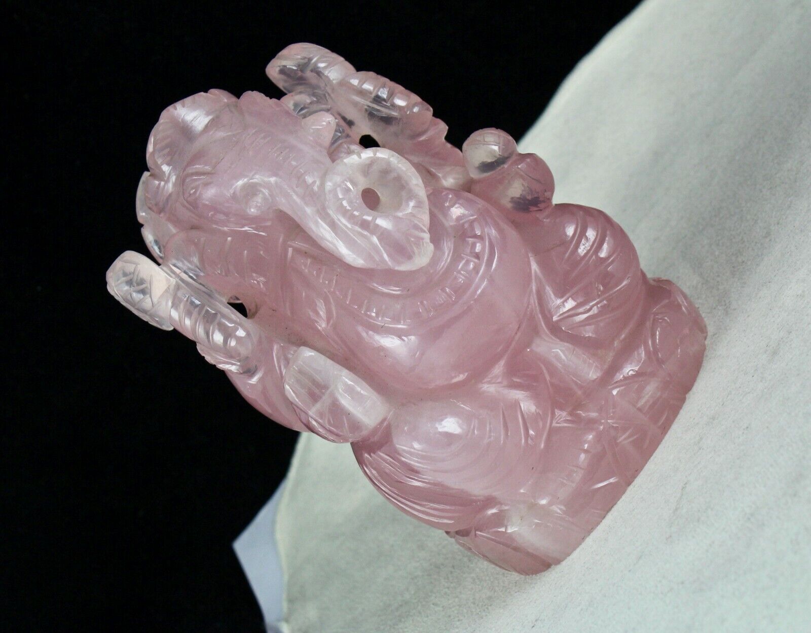 Pink Natural Rose Quartz Lord Ganesha 5" 4925 Ct Divine Gemstone Statue Figure