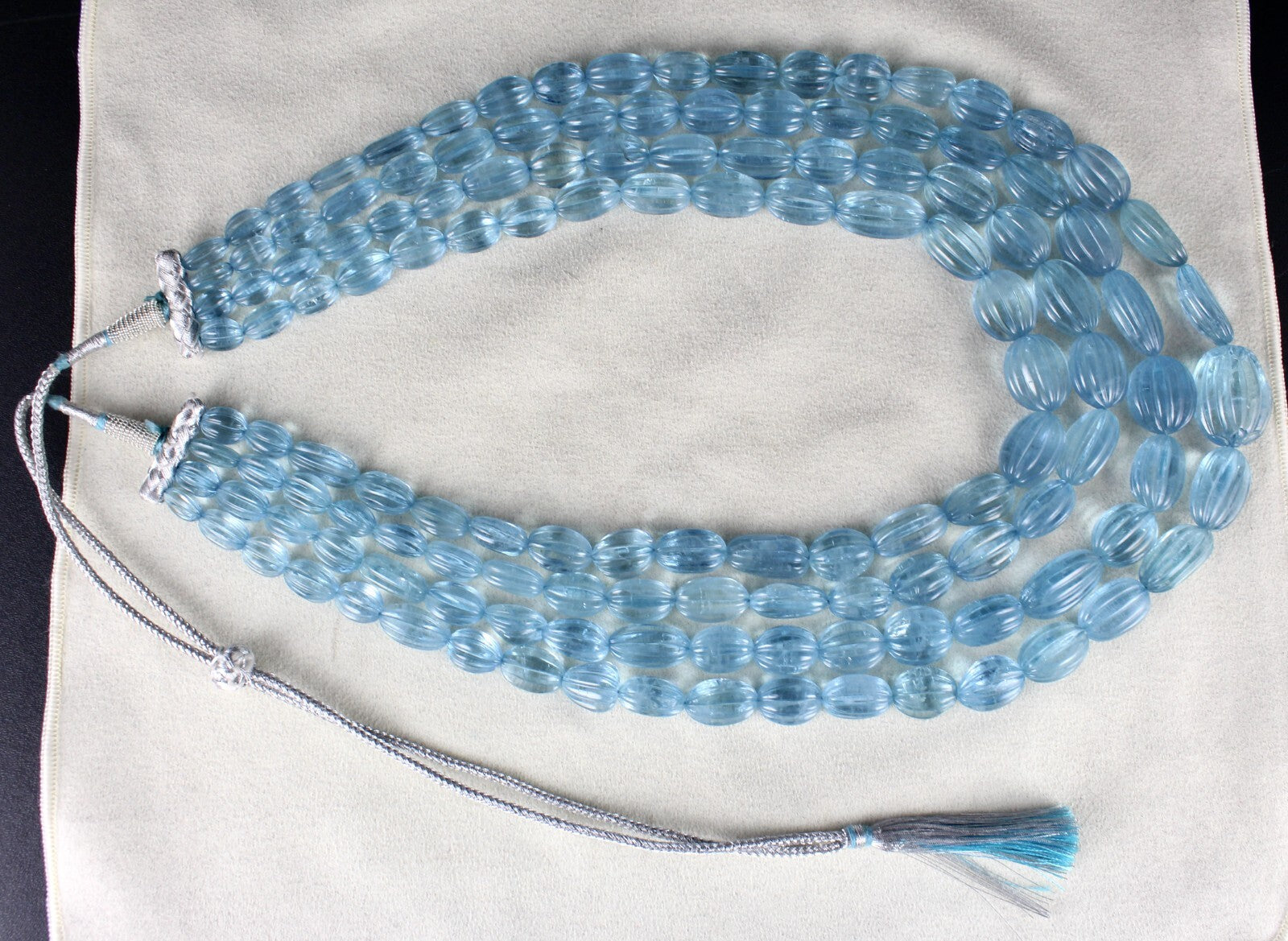 Certified Natural Blue Aquamarine 1310ct Carved Cabochon Gemstone Necklace