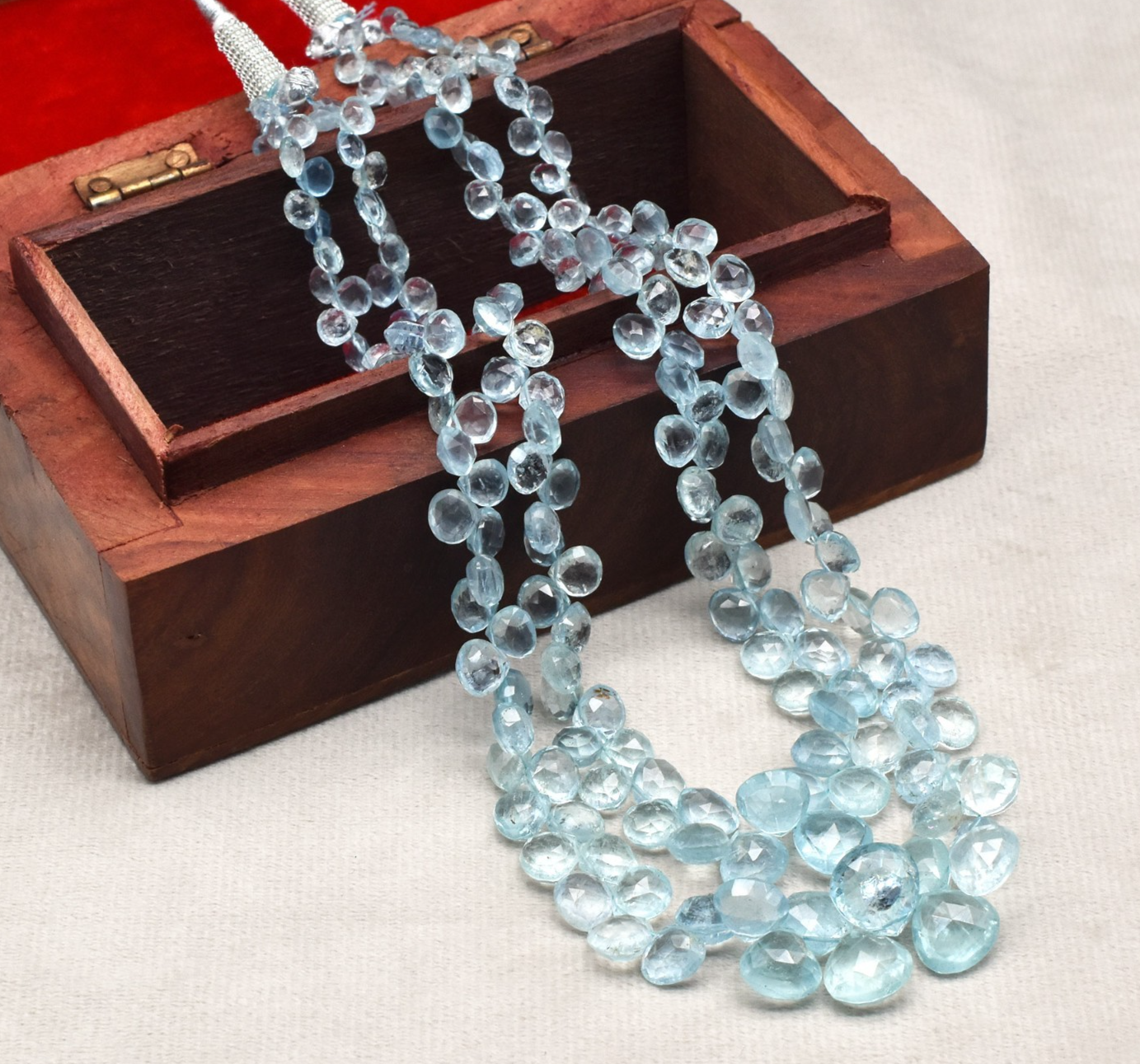 Certified Natural Aquamarine 282 Ct Faceted Blue Gemstone Fine Necklace