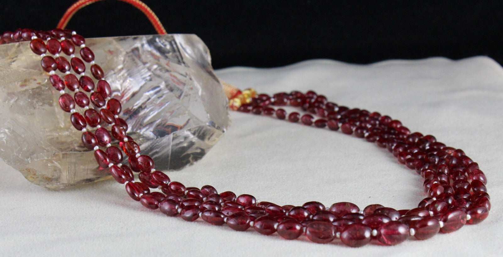 Certified Natural Red Spinel Beads Pearl Necklace 434 Ct 4l 408 Ct Gemstone