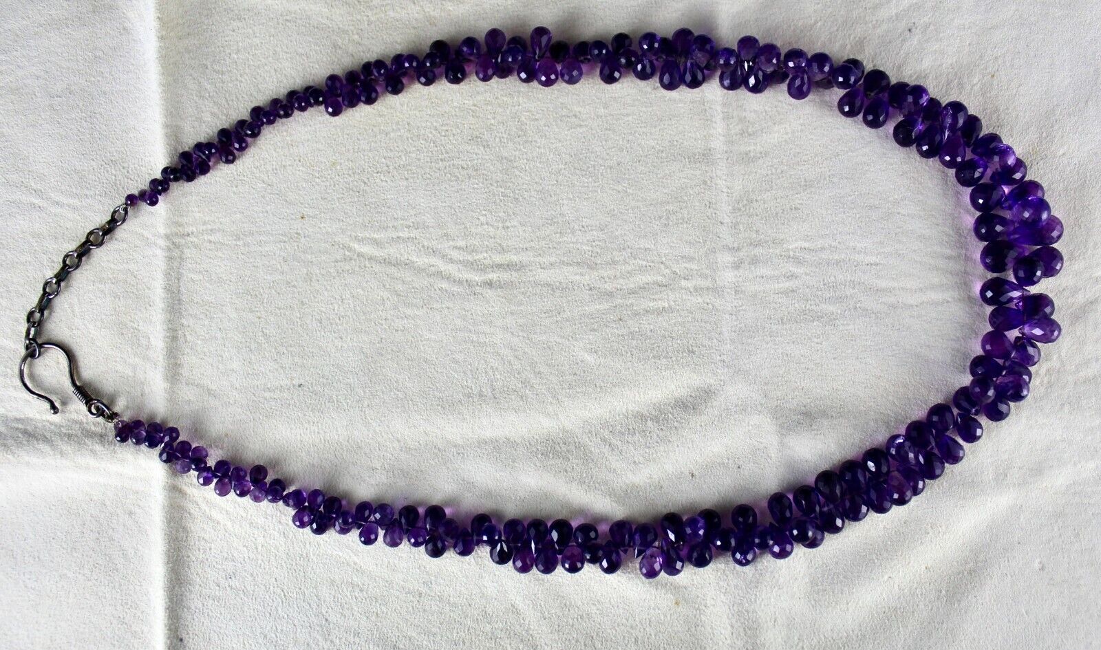 Natural Amethyst Beads Teardrop 295 Ct Purple Gemstone Silver Statement Necklace