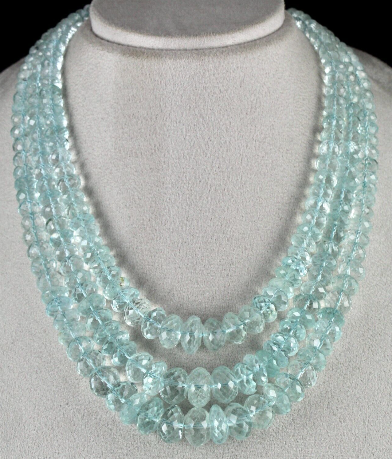 Certified Aquamarine Necklace 3L 1241 Cts Natural Blue Faceted Gemstone Beaded
