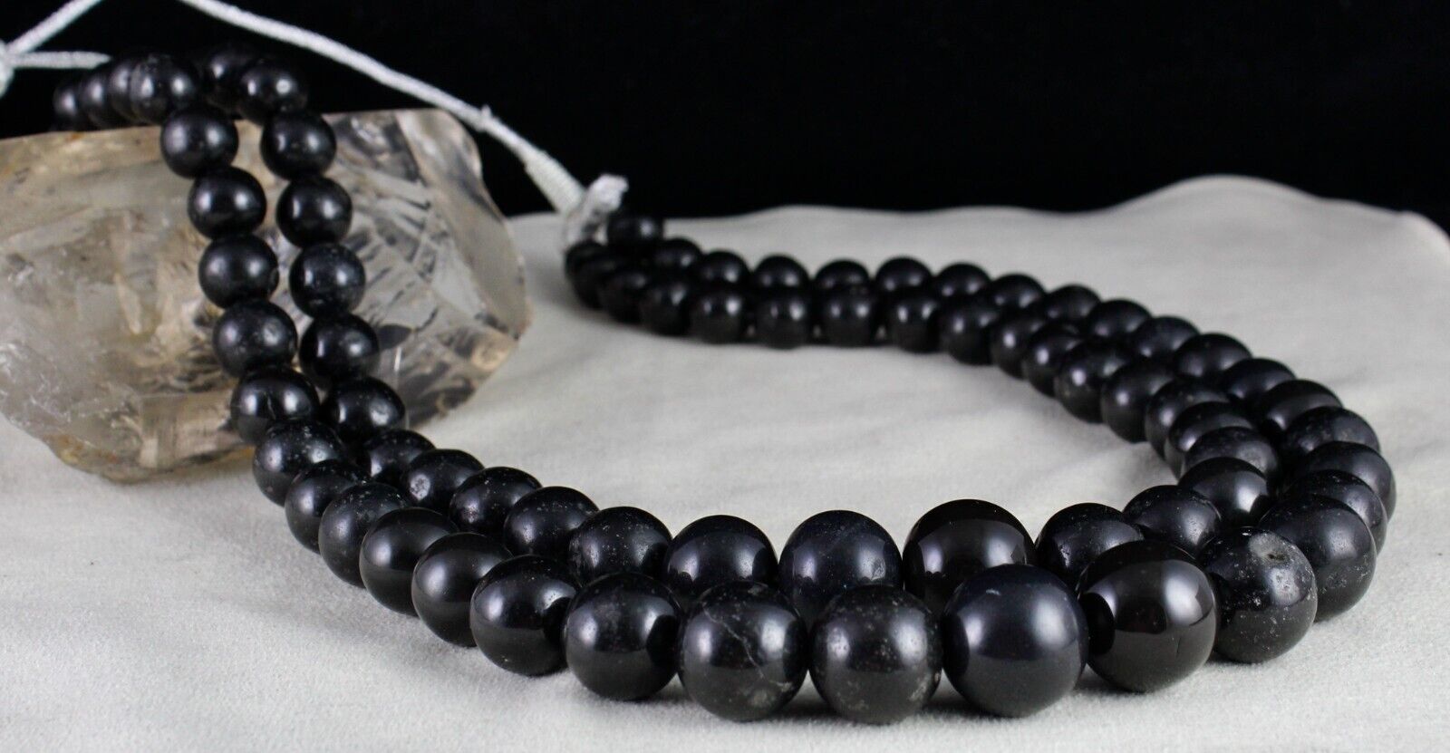 Natural Black Jade Beads Round 2 L 1658 Ct Big 19mm Gemstone Fashion Necklace