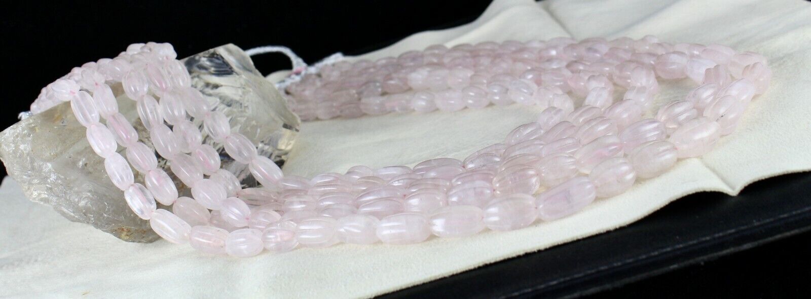 NATURAL ROSE QUARTZ CARVED CABOCHON BEADS 1356 CARATS GEMSTONE FASHION NECKLACE