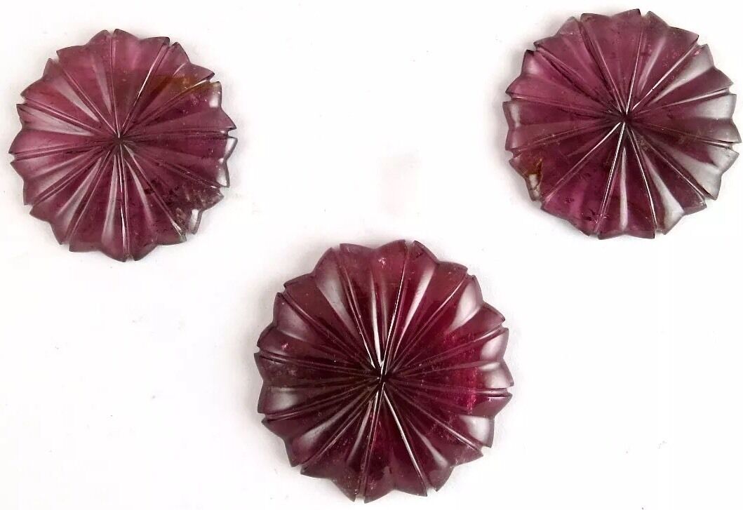 NATURAL PINK TOURMALINE CARVED FLOWER 3 PCS 199 CARATS GEMSTONE FOR PENDANT SET