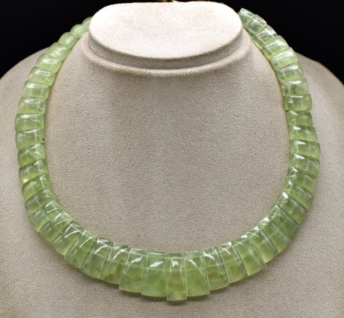 Certified Natural Green Prehnite 574 Ct Semi Precious Fine Necklace