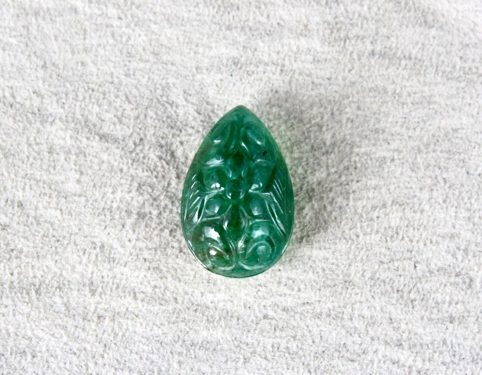 NATURAL ZAMBIAN EMERALD PEAR CARVED 14.94 CARATS GEMSTONE FOR RING PENDANT