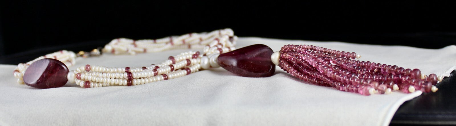 Certified Natural Pink Tourmaline 922ct Pearl Beads Fancy Gemstone Necklace
