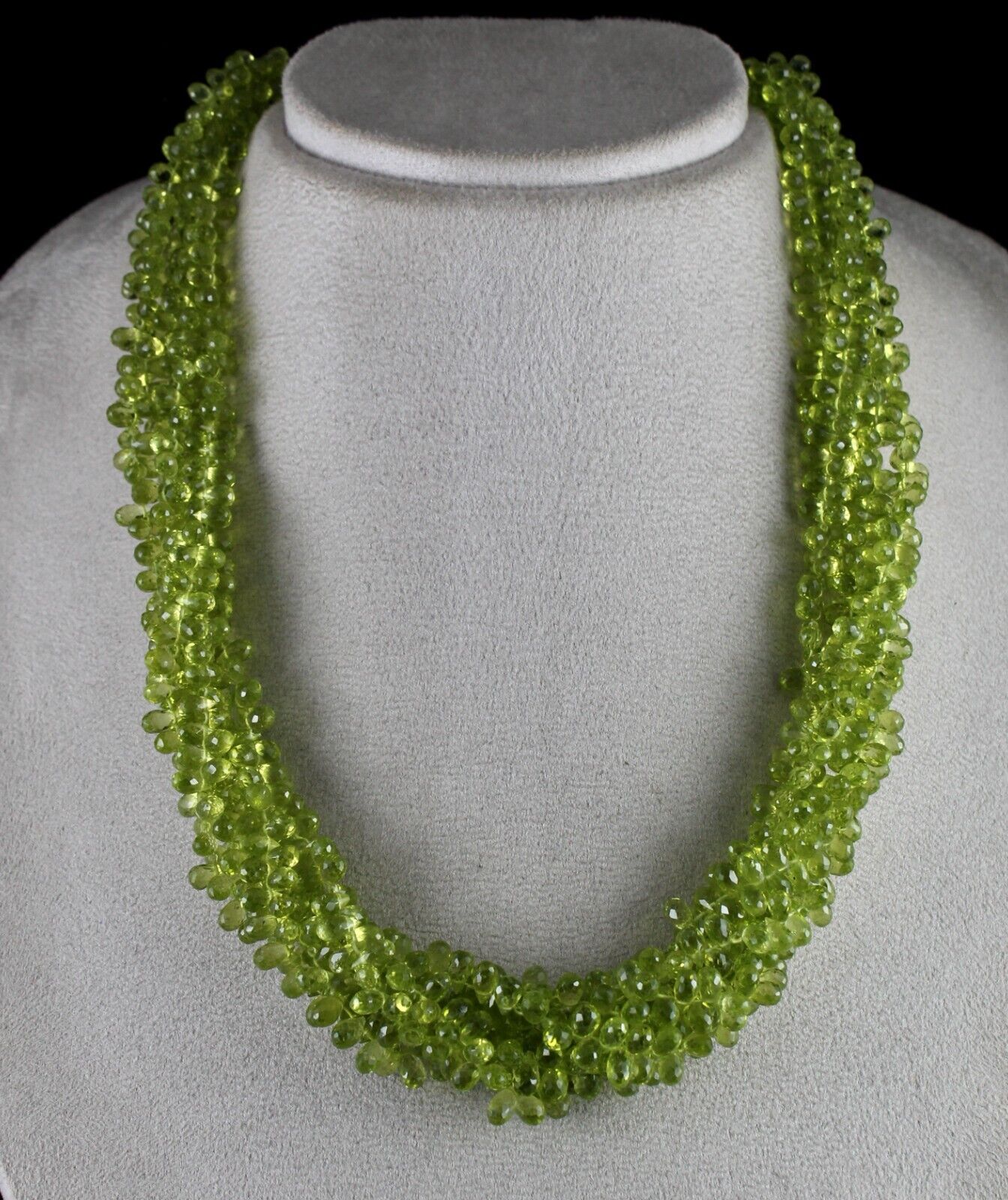 Natural Peridot Beads Tear Drops 5 L 829 Ct Gemstone Silver Fashion Necklace