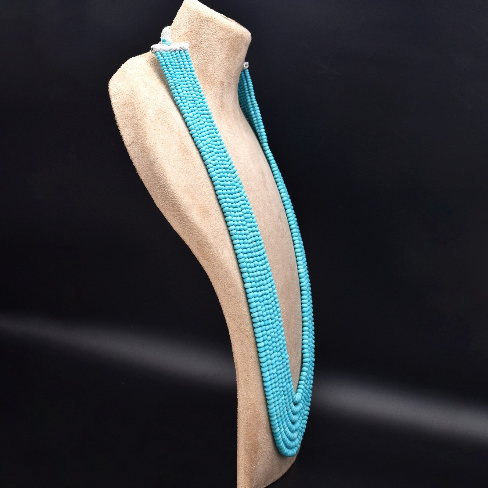 Certified Natural Turquoise 518 Ct Blue Gemstone Round Bead Necklace 7l