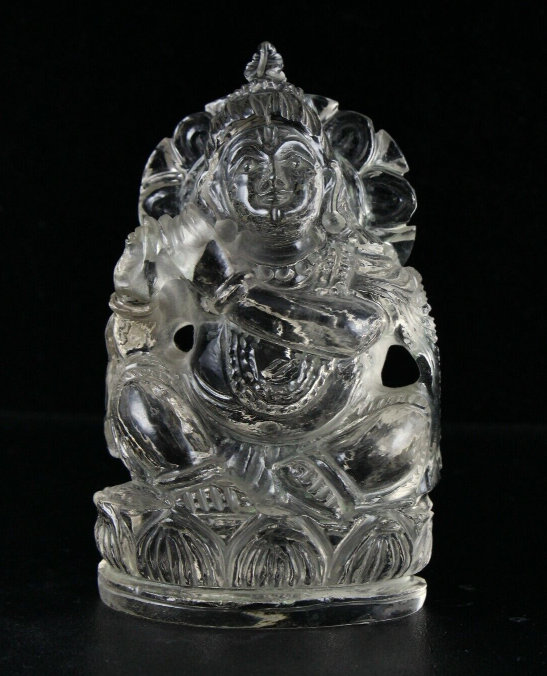 Spiritual Natural Smoky Quartz 1605 Carats Lord Krishna Gemstone Statue Decor