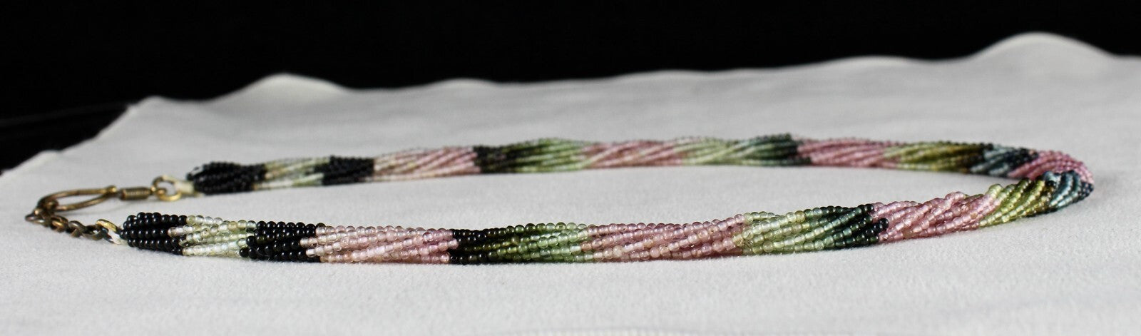 Sterling Silver Necklace 10 Line Multi Tourmaline Beads 109ct Round Gemstone