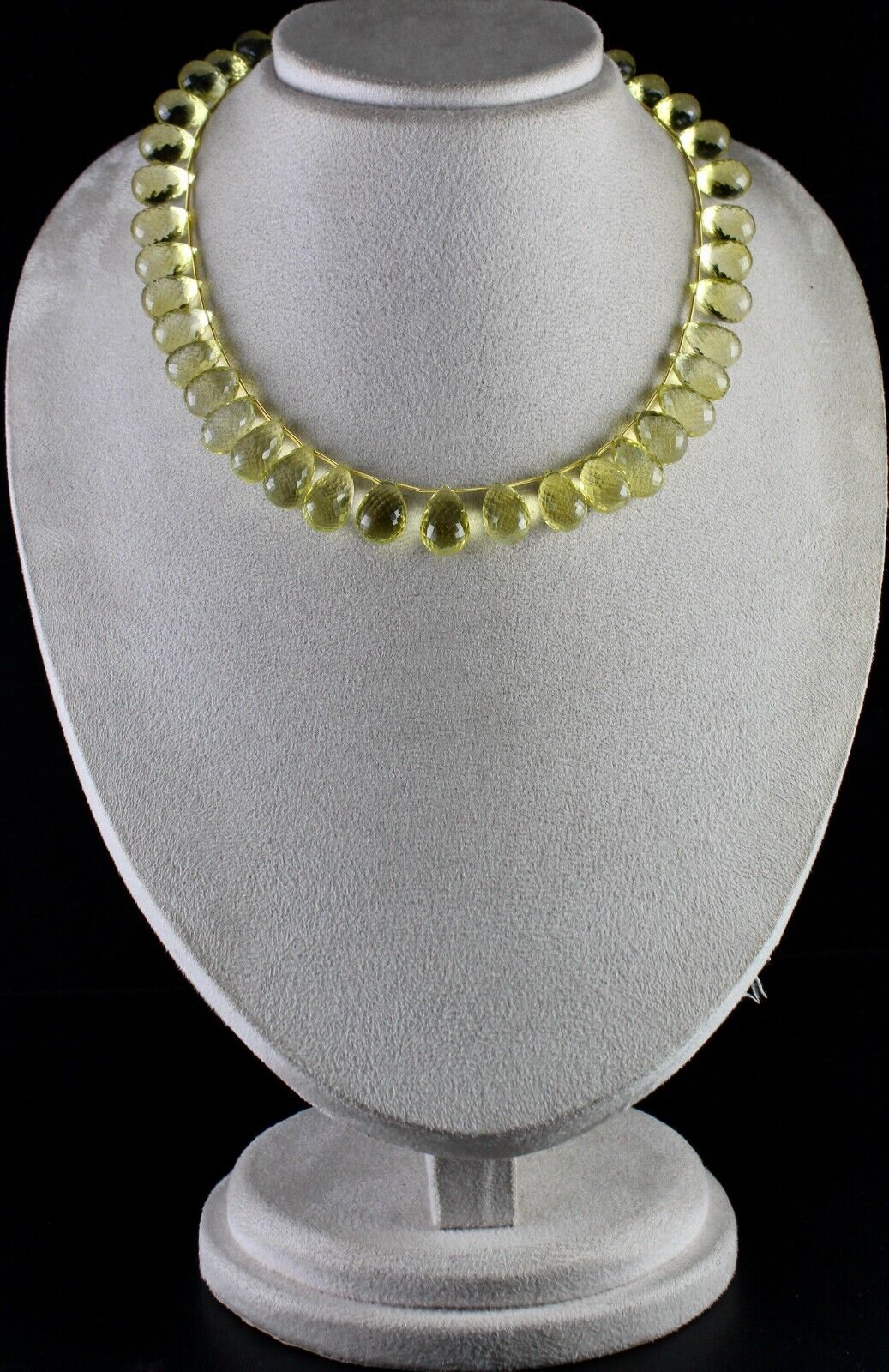 Natural Lemon Quartz Beads 1 L 466 Ct Teardrops Gemstone Silver Finest Necklace