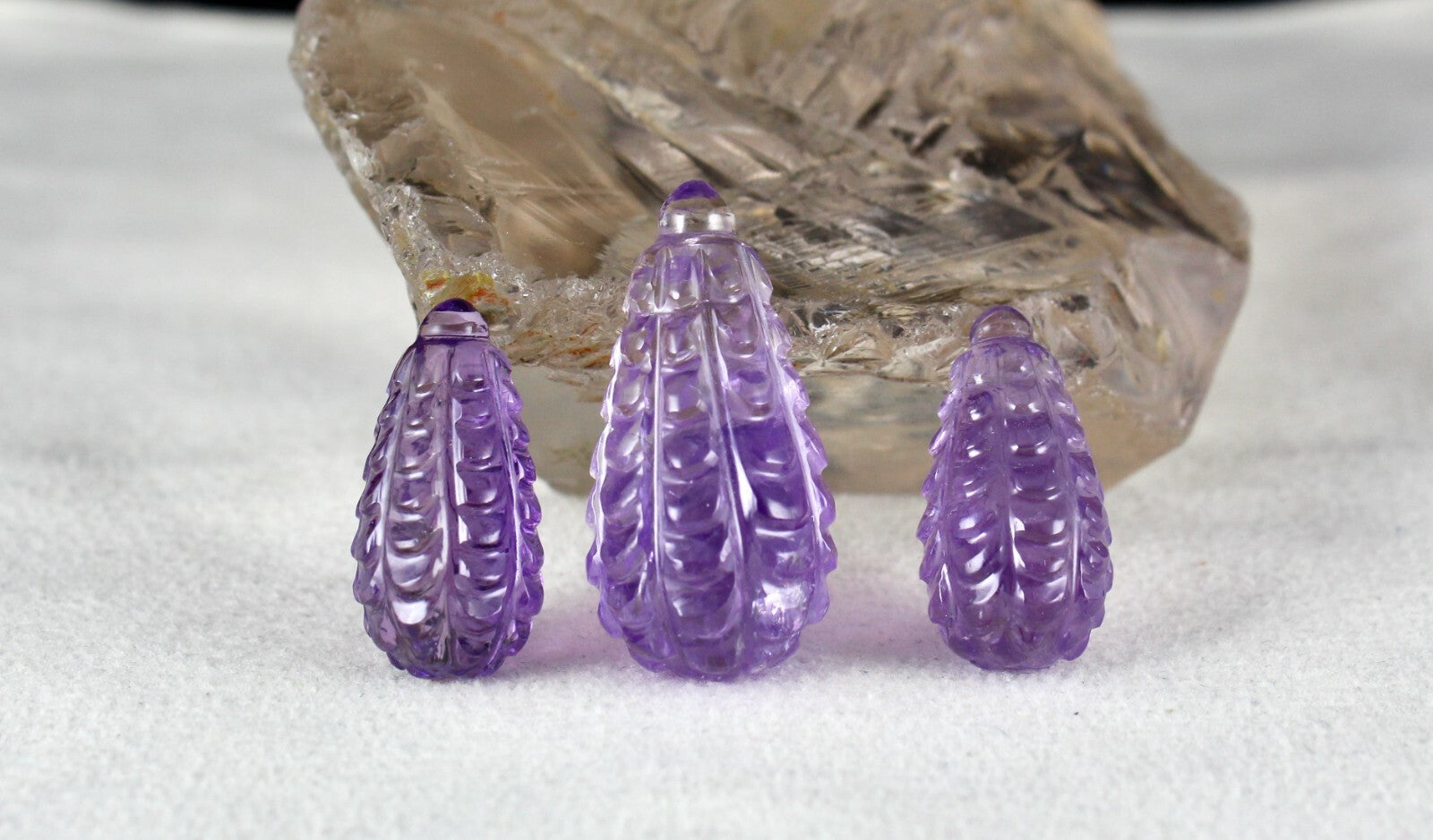 Natural Amethyst Carved Drops 11 Pcs 199 Cts Loose Gemstone Earring Set