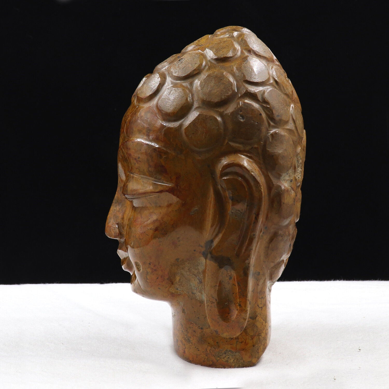 ANTIQUE NATURAL YELLOW JADE BUDDHA HEAD 5345 CTS GEMSTONE STATUE FOR HOME DECOR