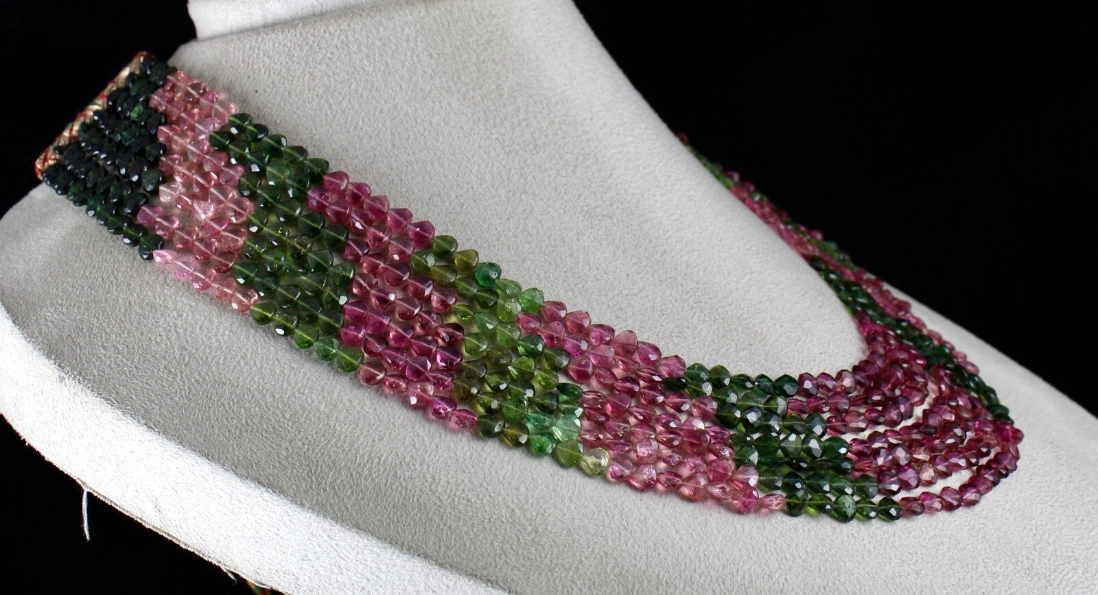 Certified Natural Multi Tourmaline 442 Carats Faceted Heart Necklace For Women