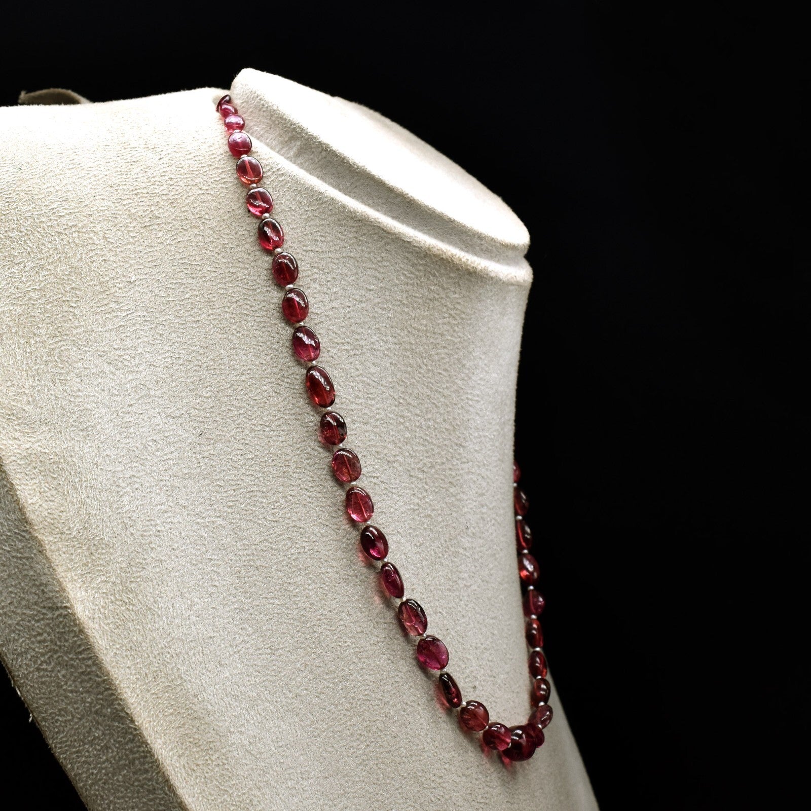 Certified Pink Tourmaline 85 Ct Rubellite Pearl Necklace Beaded Sterling Silver