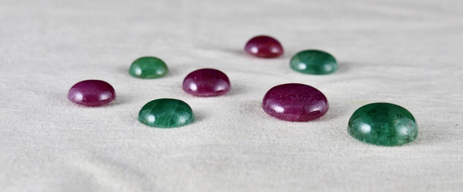 NATURAL RUBIES EMERALD CABOCHON ROUND 8 PC 61.40 CT LOOSE GEMSTONE SET DESIGNING