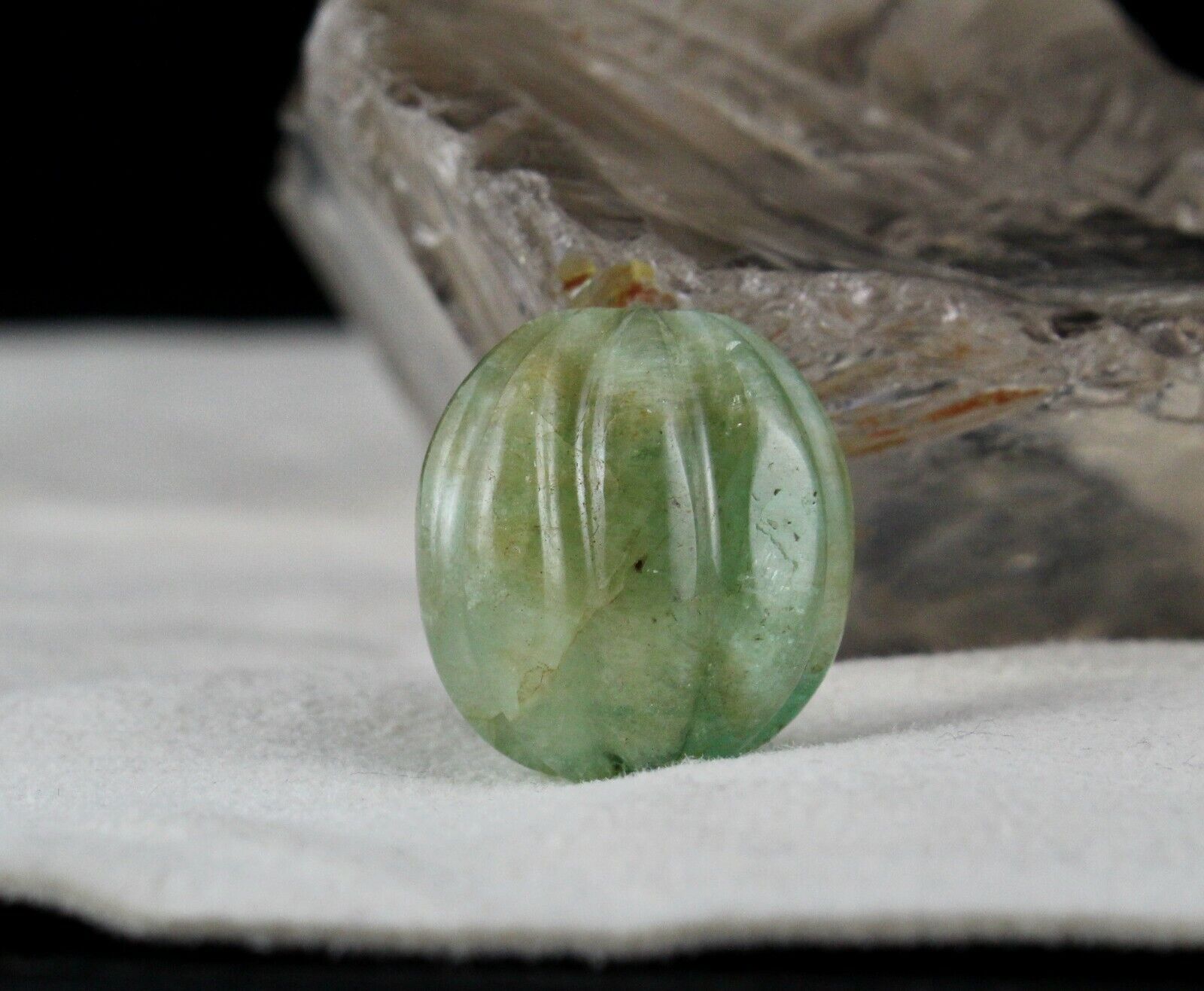 Natural Emerald Carved Melon Bead Hanging 51.63 Cts Gemstone Designing Pendant