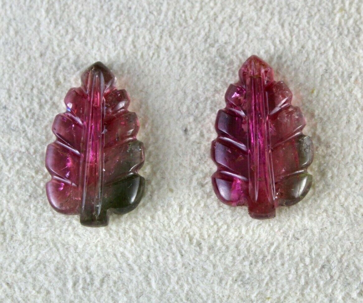 NATURAL MULTI TOURMALINE LEAVES PAIR 10.45 CARATS GEMSTONE EARRING DESIGNING