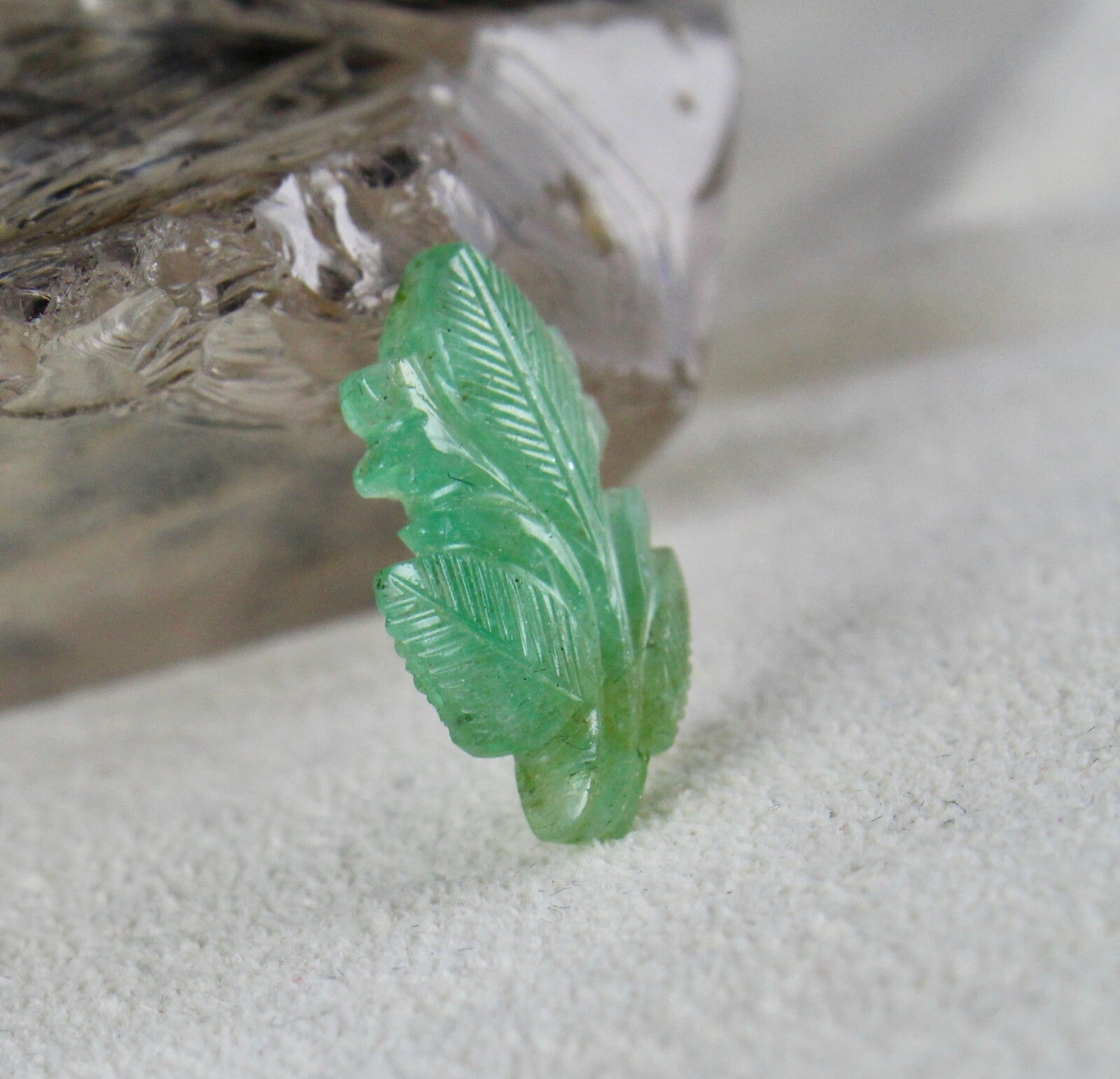 Colombian Emerald Carved Leaf 6.30 Ct Gemstone For Pendant Ring