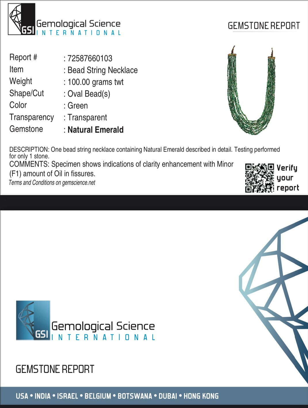 Certified Vintage Natural Emerald 471 Ct Green Gemstone Long Beads Necklace