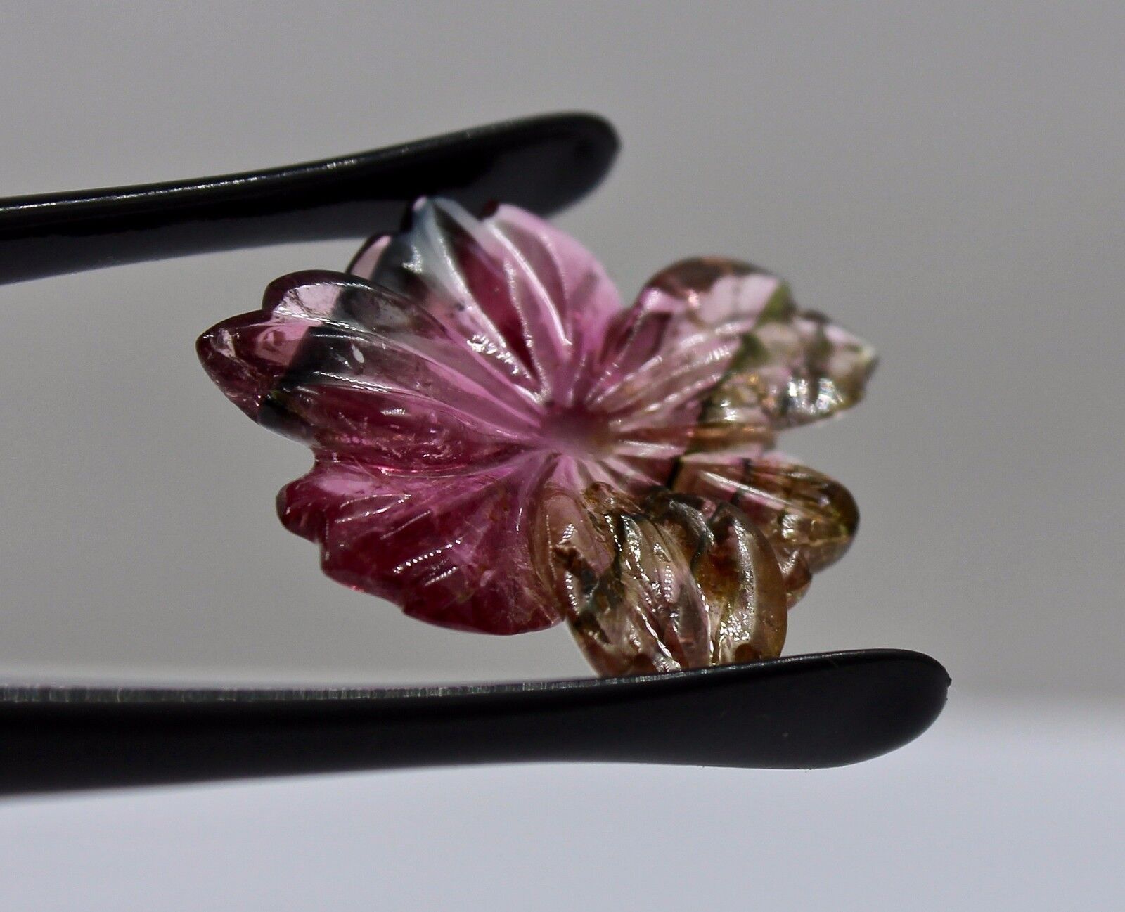 NATURAL MULTI TOURMALINE CARVED FLOWER 16 CARATS GEMSTONE FOR RING PENDANT