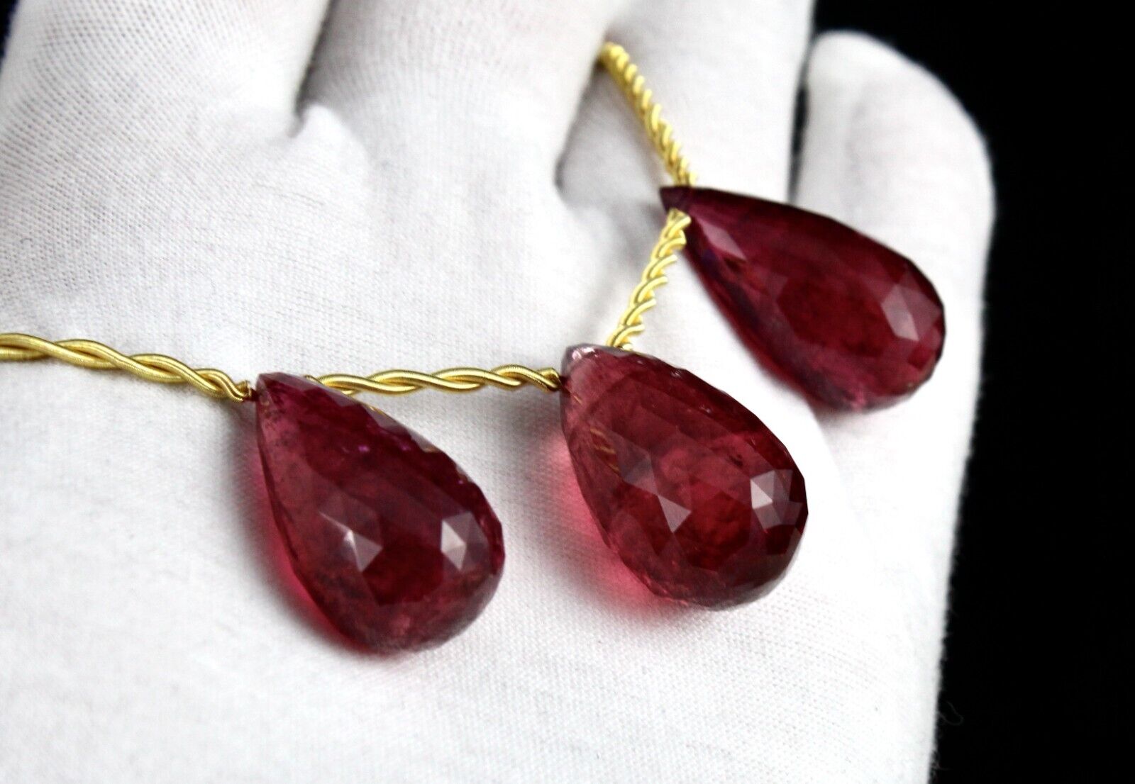 NATURAL TOURMALINE RUBELLITE DROPS 110 CARATS GEMSTONE HANGING PENDANT EARRING