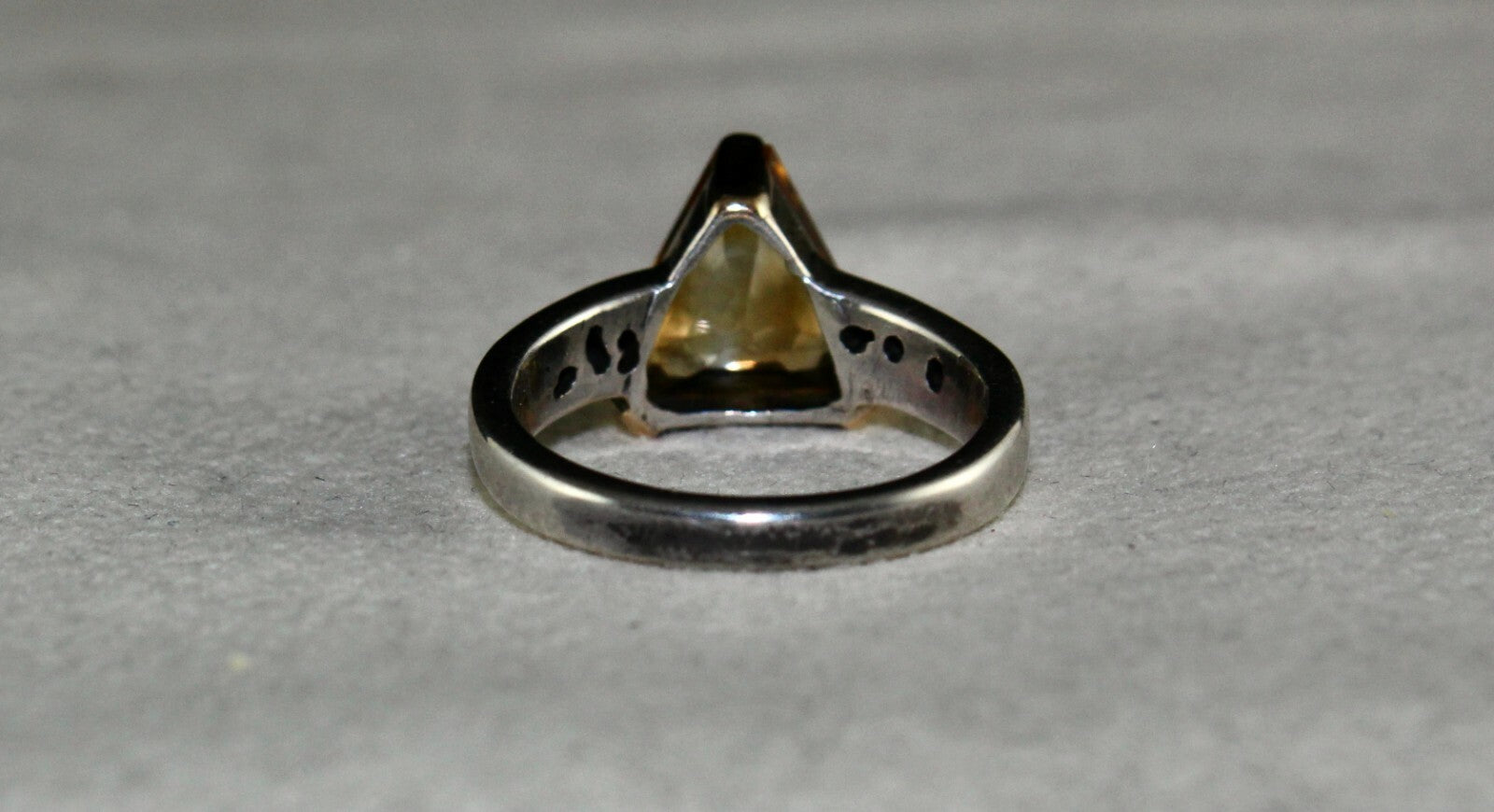 Vintage Natural Yellow Citrine 10ct Oval Natural Diamond 18k Gold Silver Ring