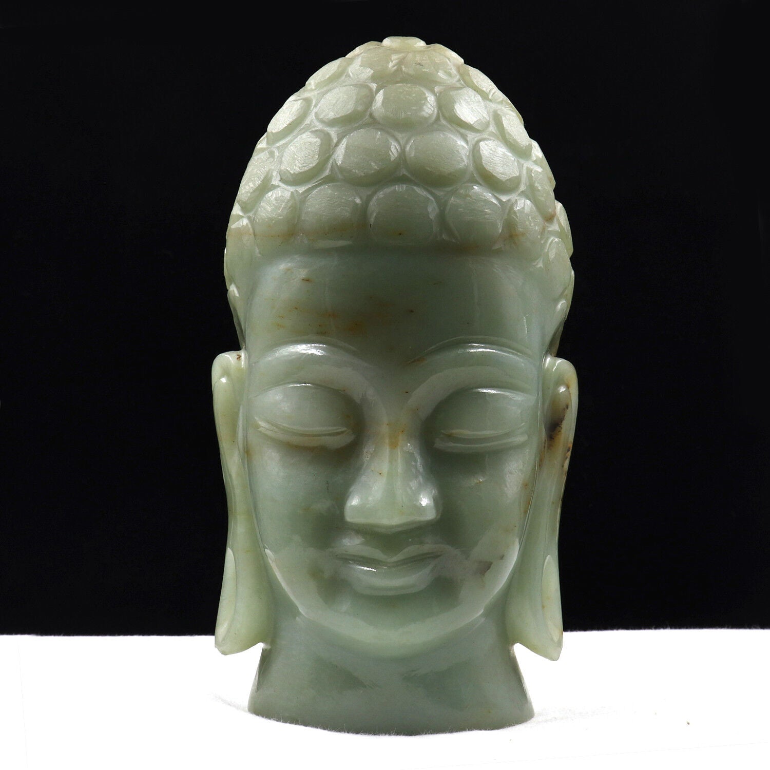 Natural White Jade Buddha Head 7 In 8585 Ct Gemstone Statue For Home Decor