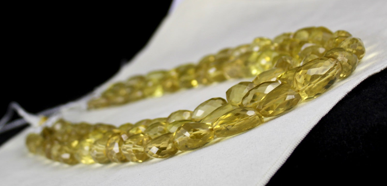 Natural Lemon Quartz Gemstone Necklace 1500ct 3 Line Faceted Nuggets Beads