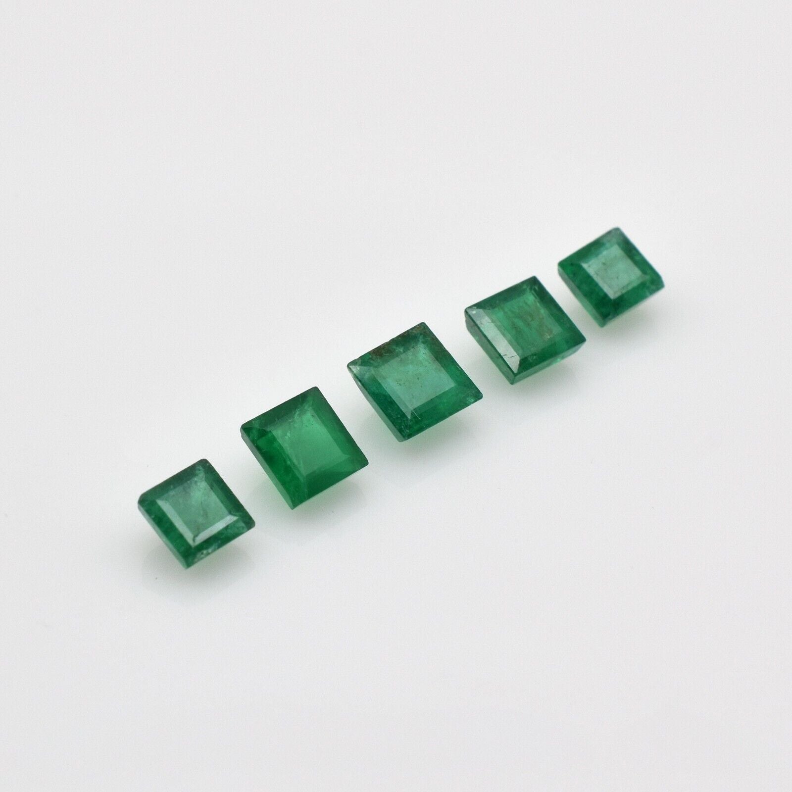 Natural Emerald Square Cut 5 Pcs 1.93 Ct Loose Gemstone Designing Ring Pendant