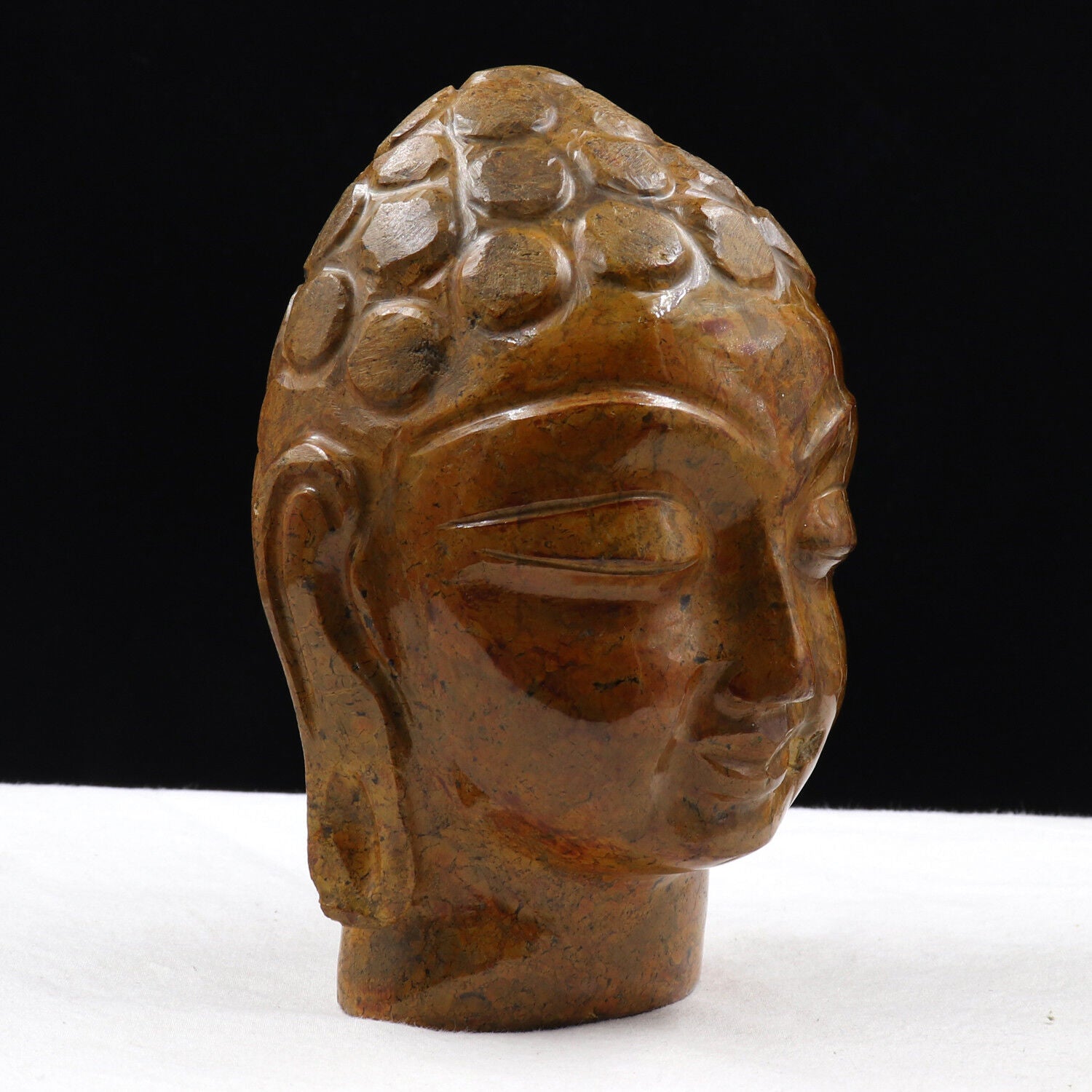 ANTIQUE NATURAL YELLOW JADE BUDDHA HEAD 5345 CTS GEMSTONE STATUE FOR HOME DECOR