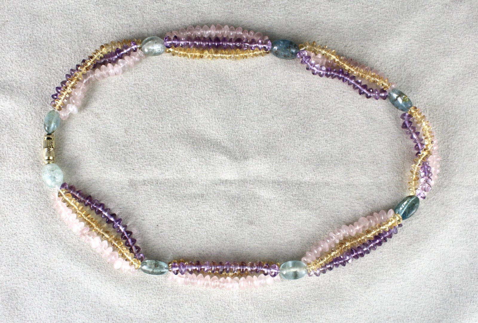 Natural Aquamarine 233ct Citrine Amethyst Rose Quartz Beads Necklace