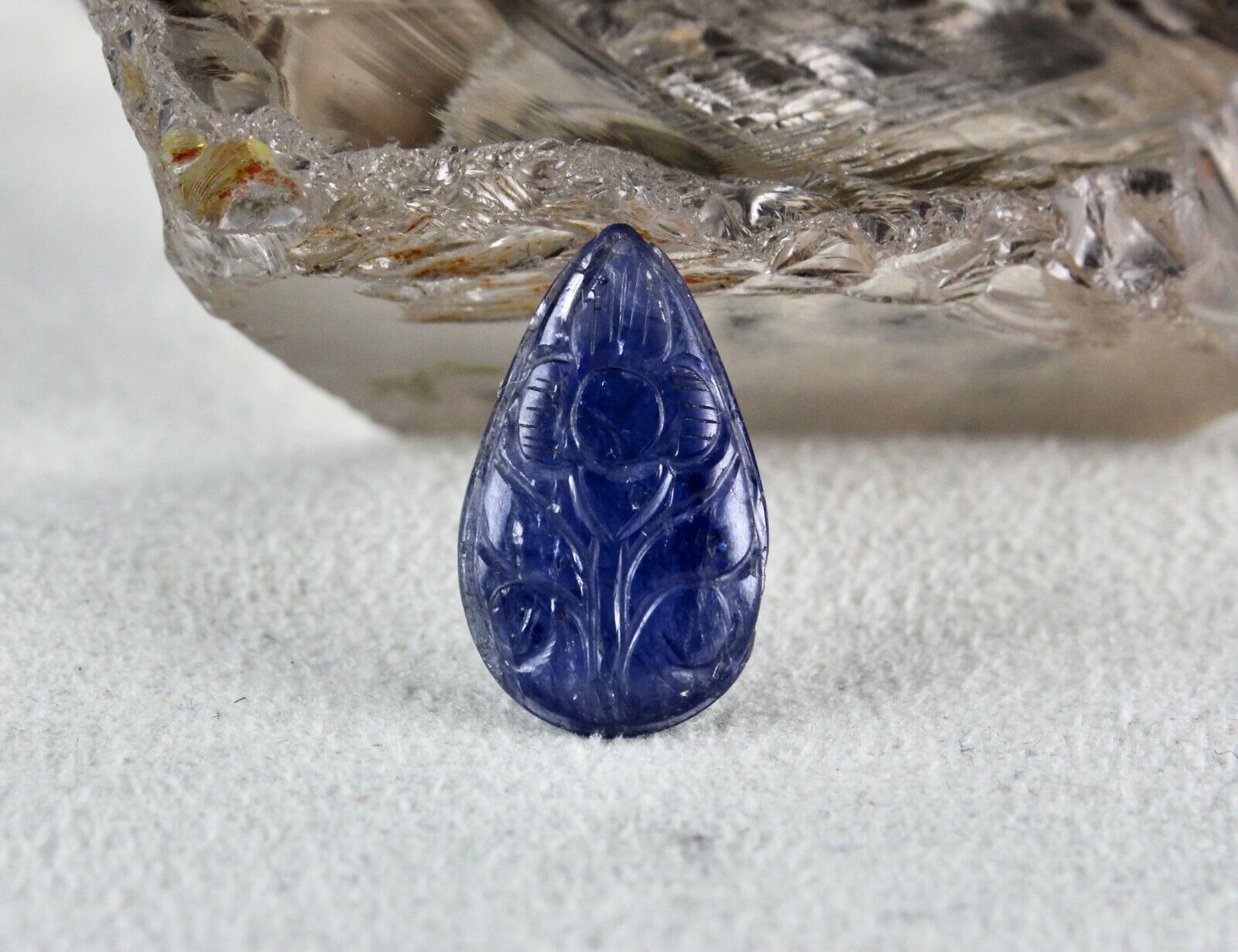 NATURAL UNTREATED BLUE SAPPHIRE CARVED 2 PCS 17.52 CARATS GEMSTONE RING PENDANT