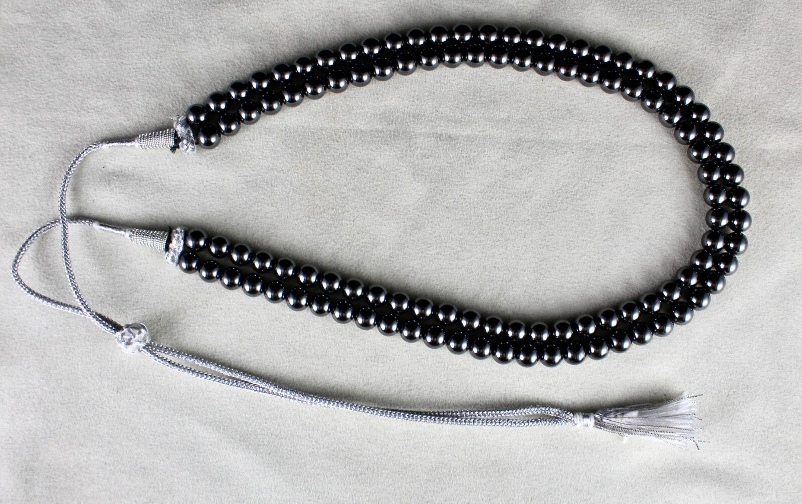 Hematite Beads Necklace 703 Ct Round Black Sparkling Natural Gemstone Fashion
