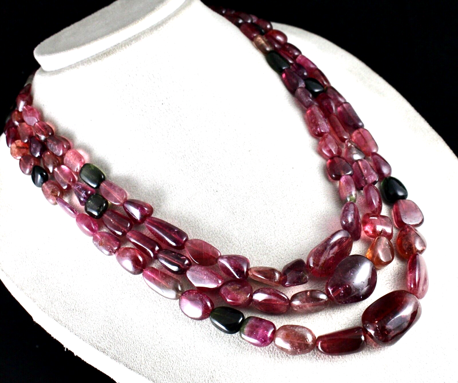 Certified Natural Tourmaline 1155 Ct Multi Fine Gemstone Beads Necklace