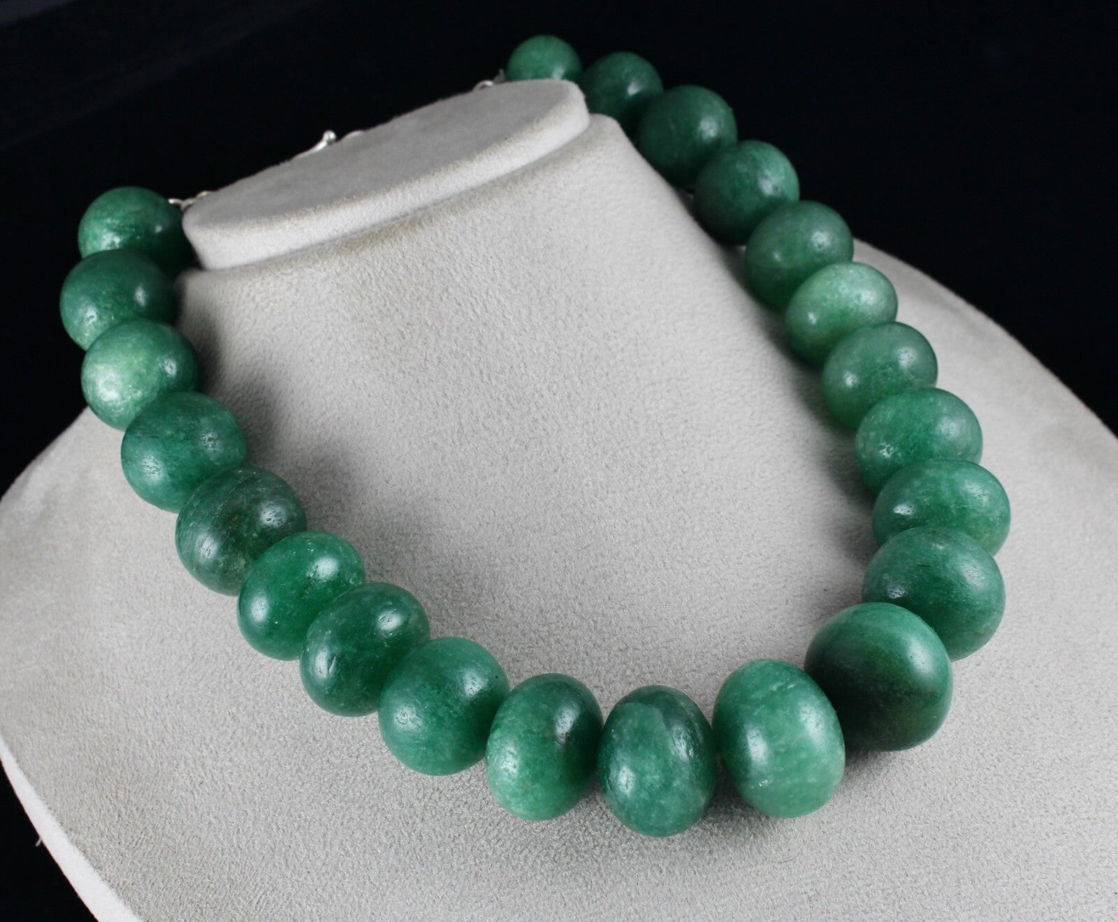 Green Quartz Round Beaded Necklace 1782 Ct Big Gemstone Beads